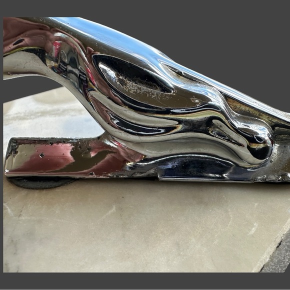 VINTAGE JAGUAR CHROME HOOD ORNAMENT MARBLE MOUNTED - Picture 11 of 16